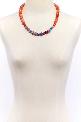 BRIGHT PEACH ECLECTIC COLORFUL WORLD NECKLACE