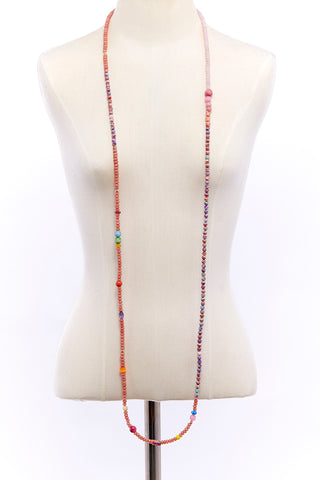 PINK PEACH ECLECTIC COLORFUL WORLD NECKLACE