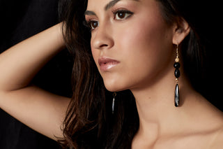 14K GOLD BLACK TUXEDO STARDUST EARRINGS