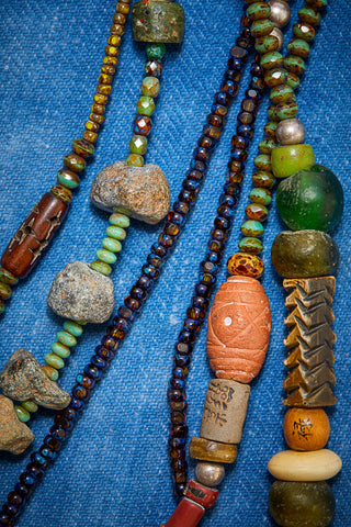 BLUE-GREEN TURQUOISE DRAGONFLY WRAP-AROUND NECKLACE