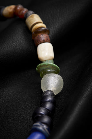 BLACK WITH SPARKS OF BLUE AND GREEN NECKLACE