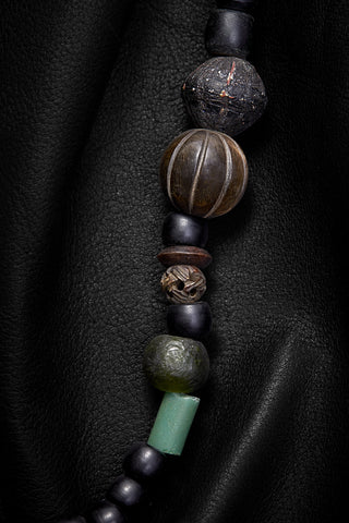 BLACK WITH SPARKS OF BLUE AND GREEN NECKLACE