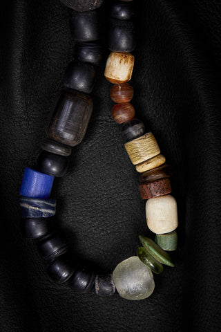 BLACK WITH SPARKS OF BLUE AND GREEN NECKLACE