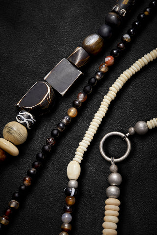 LONG BLACK AGATE AND CREAM OASIS NECKLACE
