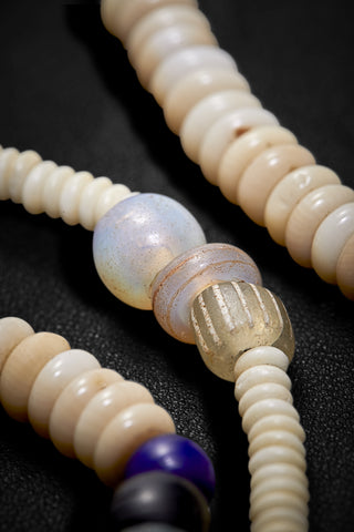 LONG BLACK AGATE AND CREAM OASIS NECKLACE