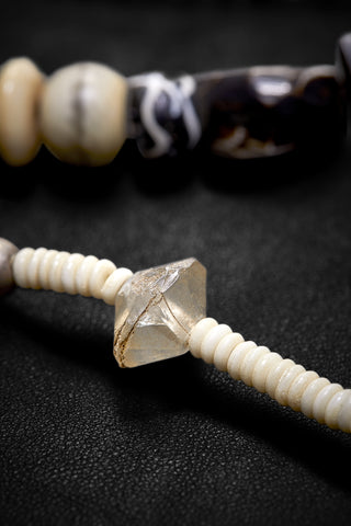 LONG BLACK AGATE AND CREAM OASIS NECKLACE