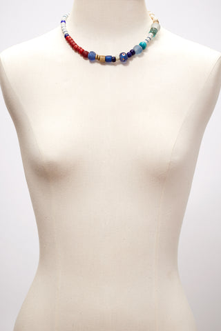 WHITE, BLUE AND RED CHOKER NECKLACE