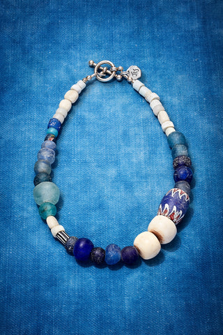 WEATHERED WHITE DENIM CHOKER NECKLACE