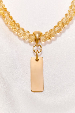 CITRINE NECKLACE WITH 14K GOLD RECTANGLE PENDANT