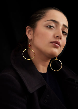 HESSONITE CLASSIC GOLD HOOP EARRINGS
