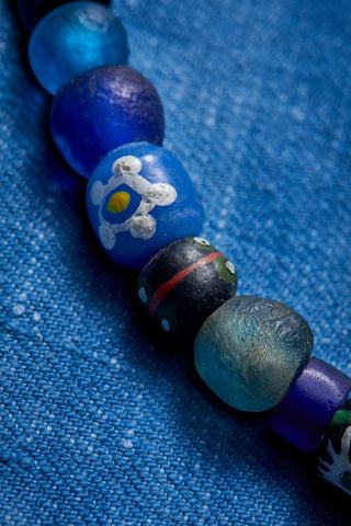 BOLD BLUE AND BLACK WHIMSICAL CHOKER NECKLACE