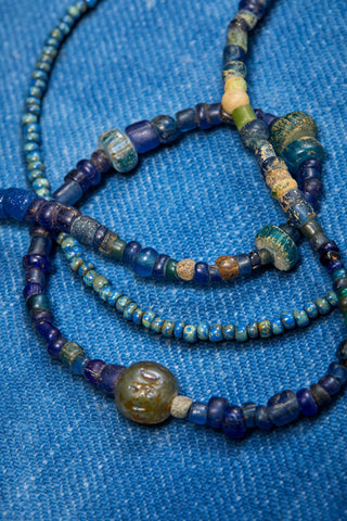 EXTRA LONG INDIGO AND BLACK DRAGONFLY WRAP-AROUND AROUND NECKLACE