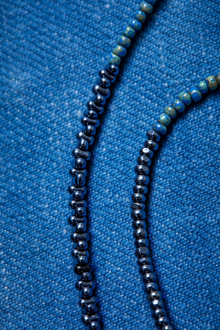 EXTRA LONG INDIGO AND BLACK DRAGONFLY WRAP-AROUND AROUND NECKLACE