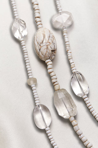 CRYSTAL QUARTZ AND SHELL MULTI-STRAND NECKLACE