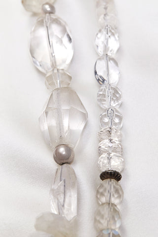 CRYSTAL QUARTZ AND OXIDIZED STERLING SILVER WHITE AND RED ARROW NECKLACE