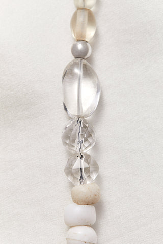 CRYSTAL QUARTZ AND OXIDIZED STERLING SILVER WHITE AND RED ARROW NECKLACE