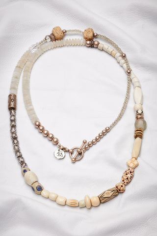 CRYSTAL QUARTZ AND MOONSTONE SOUTHWEST SUN NECKLACE