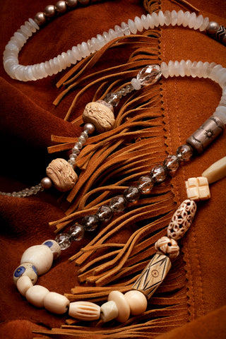 CRYSTAL QUARTZ AND MOONSTONE SOUTHWEST SUN NECKLACE