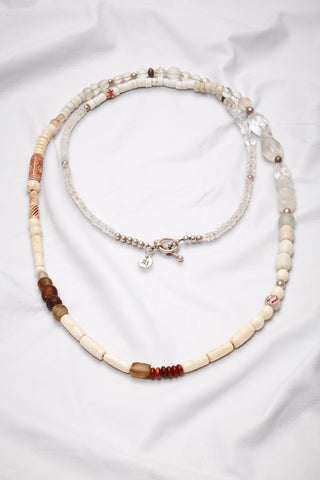 LONG CRYSTAL QUARTZ SOUTHWESTERN FIESTA NECKLACE