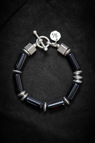 MODERN BLACK TUXEDO ASYMMETRICAL BRACELET