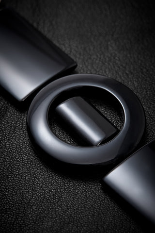WIDE BLACK ONYX CIRCLE TUXEDO BRACELET