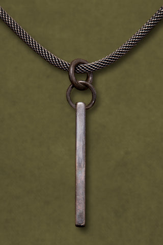 OXIDIZED STERLING SILVER RECTANGLE BAR CHAIN NECKLACE