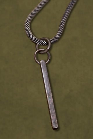 OXIDIZED STERLING SILVER RECTANGLE BAR CHAIN NECKLACE