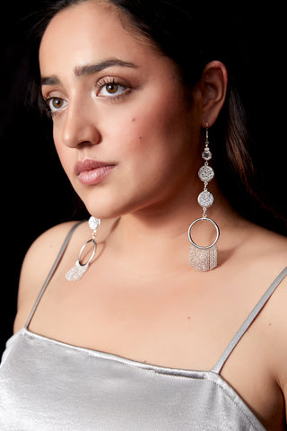 SILVER DOUBLE MOONLIGHT EARRINGS