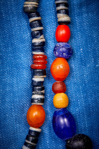 RUGGED NAVY AND ORANGE STRIPE NECKLACE