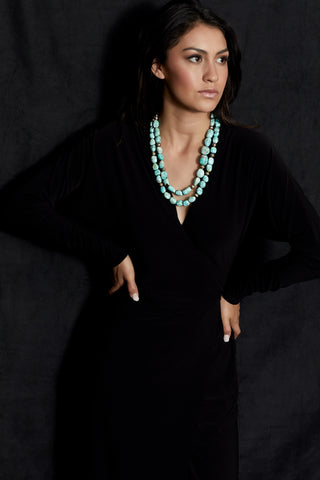 SOFT BLUE TURQUOISE DOUBLE STRAND NECKLACE