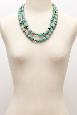 SOFT BLUE TURQUOISE DOUBLE STRAND NECKLACE