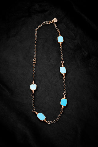 14K GOLD CHAIN AND TURQUOISE NECKLACE