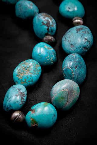LARGE TURQUOISE BLUE STONE NECKLACE