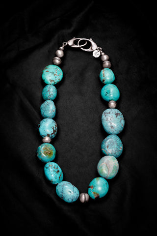 LARGE TURQUOISE BLUE STONE NECKLACE