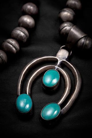 OXIDIZED STERLING SILVER AND VINTAGE NAJA NECKLACE