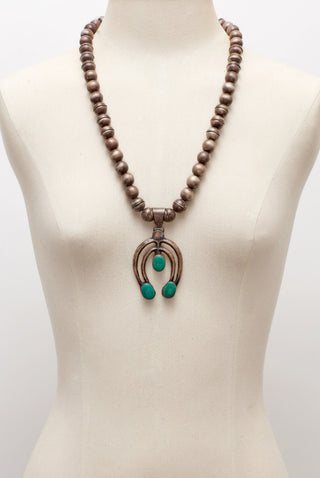 OXIDIZED STERLING SILVER AND VINTAGE NAJA NECKLACE