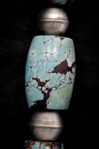 RUGGED TURQUOISE LARGE BARREL NECKLACE
