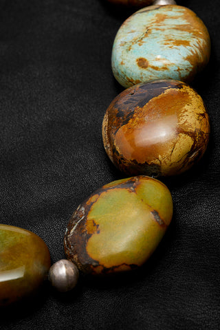 EXOTIC OLIVE AND HONEY TURQUOISE CHOKER NECKLACE