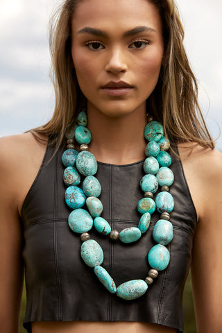 LARGE TURQUOISE BLUE STONE NECKLACE