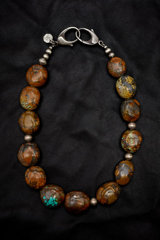 DEEP BROWN-OCHRE TURQUOISE NECKLACE