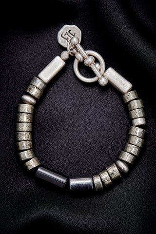 MODERN SILVER TUXEDO CYLINDER BRACELET