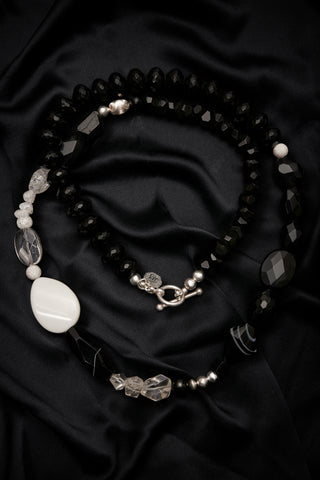 BLACK AND WHITE TUXEDO NECKLACE