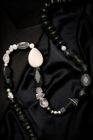 BLACK AND WHITE TUXEDO NECKLACE