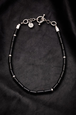 MODERN BLACK TUXEDO CYLINDER NECKLACE