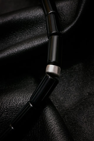 MODERN BLACK TUXEDO CYLINDER NECKLACE