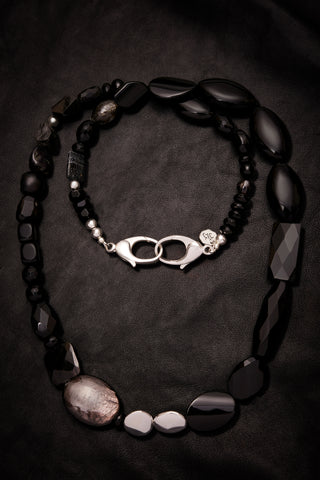 LONG SLEEK BLACK TUXEDO NECKLACE