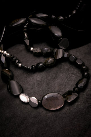 LONG SLEEK BLACK TUXEDO NECKLACE