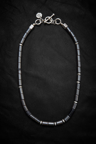 MODERN SLATE AND BLACK TUXEDO NECKLACE